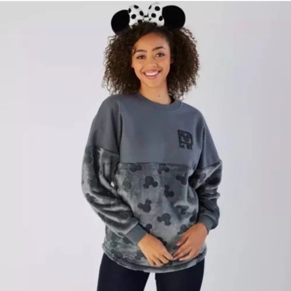 Disney Tops - Walt Disney World Gray Velour Plush Spirit Jersey Pullover Sweatshirt Top